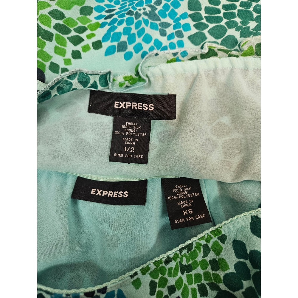 Vintage 90s Express Floral 100% Silk 2 Piece Skirt Set Maxi Fairy XS F52 - Picture 9 of 12